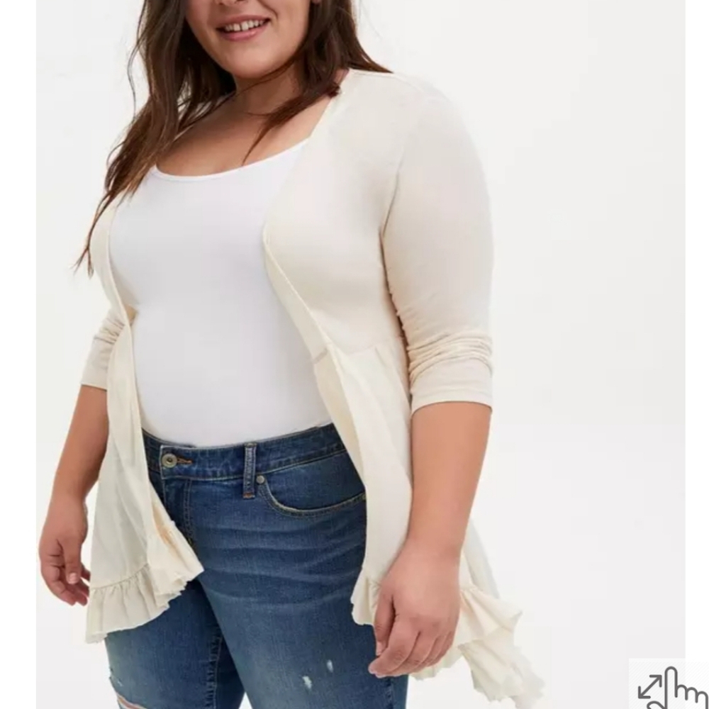 Torrid Cream Jersey Slub Kimono Plus Size 